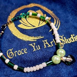 Green Heart Homemade Bracelet